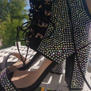 Bling crystal peep Tor Ankle